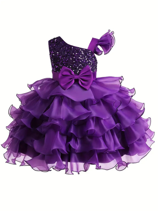 4T girls formal pageant flower girl purple dress