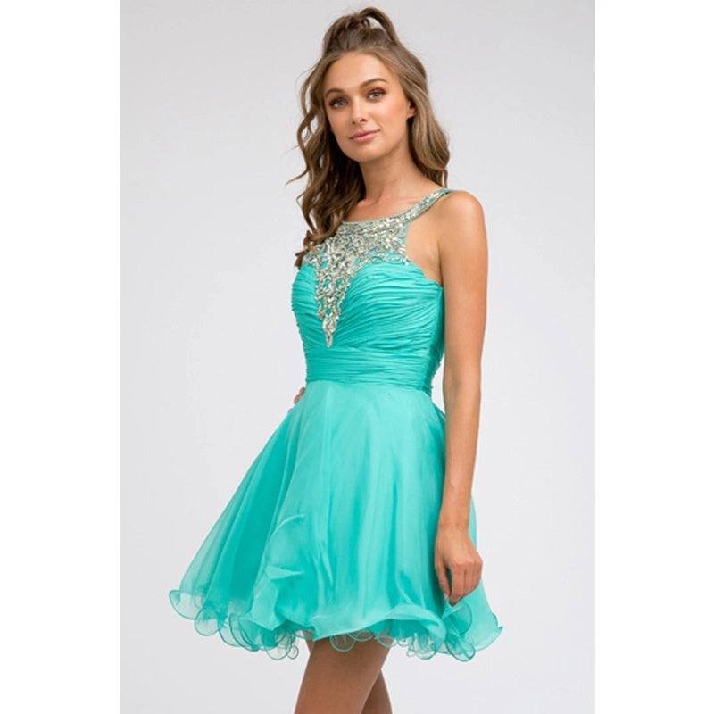 New Beaded jeweled short party prom homecoming pageant dress