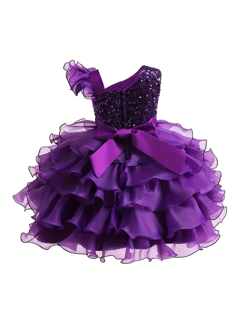 4T girls formal pageant flower girl purple dress