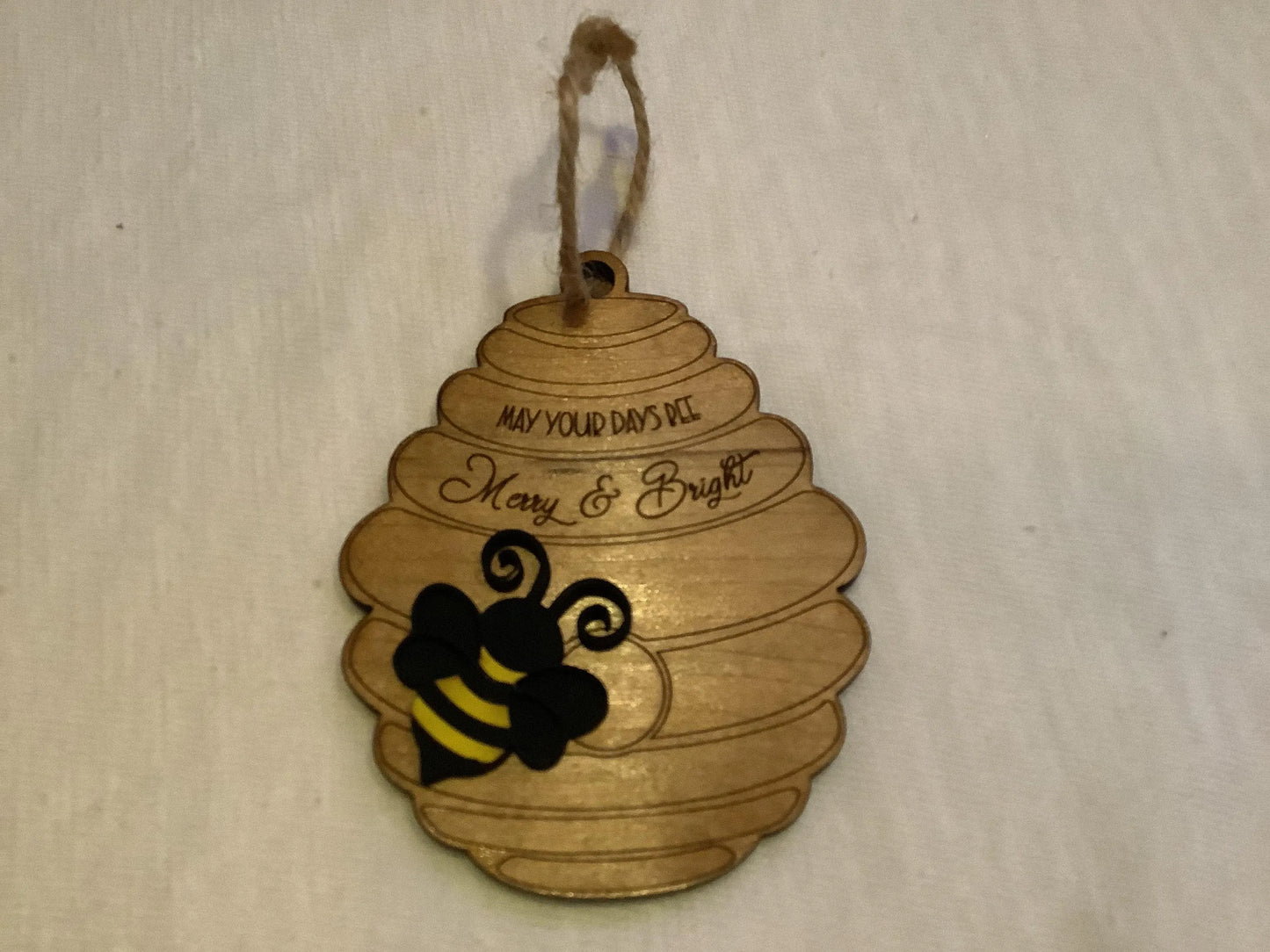 Christmas Bee Wood Ornaments