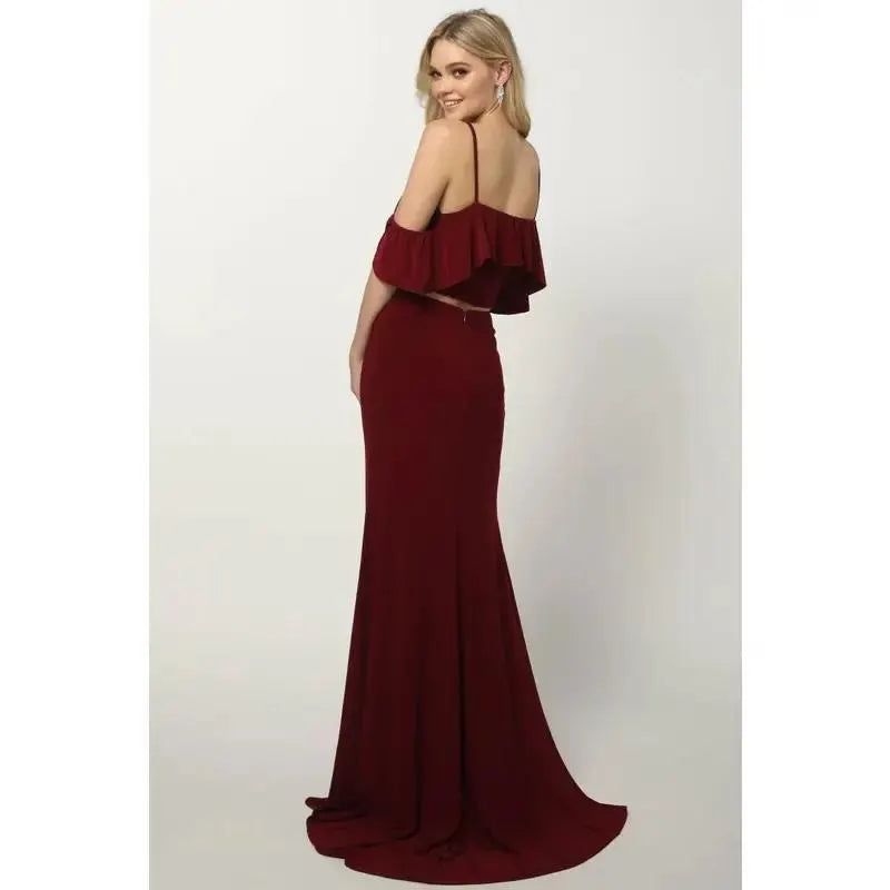 Burgundy 2pc evening formal dress