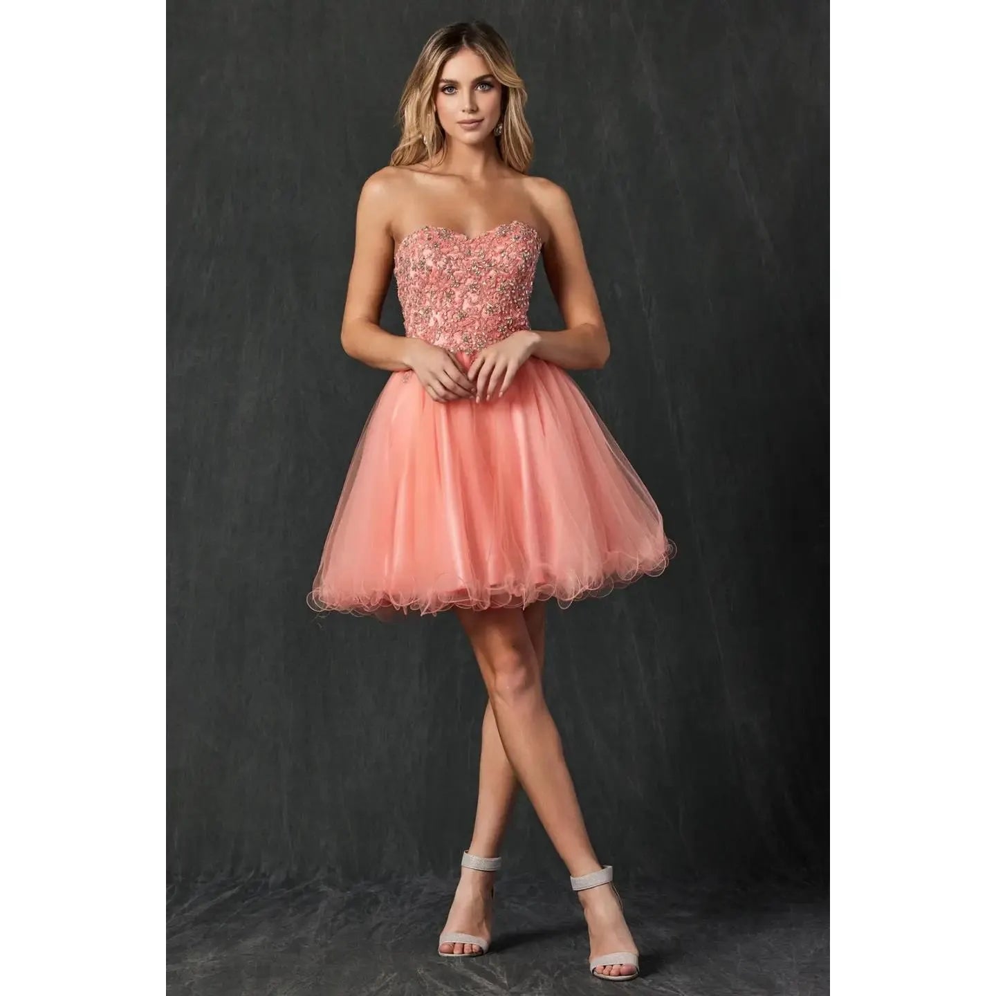 NEW Formal coral short jeweled dress